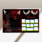 Red Funeral Program Canva Template | Red Theme | 8 Page Memorial Booklet