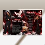 Red & Cloud Funeral Program Canva Template | Red Theme | 8 Page Memorial Booklet