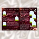 Maroon Roses Funeral Program Template: 8-Page Memorial (Canva PDF)