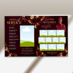red & Gold Funeral Program Canva Template |8 Page Memorial Booklet