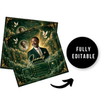 Green & Gold Funeral Announcement Flyer: Obituary, Celebration of Life (Canva Template PDF)