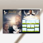 Elegant Funeral Program Canva Template | sky Theme | 8 Page Memorial Booklet
