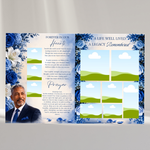Blue & White Funeral Program Template: 8-Page Memorial (Canva PDF)