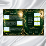 Green & Gold Funeral Program Template: 8-Page Memorial (Canva PDF)