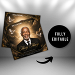Black & Gold Funeral Announcement Flyer: Obituary, Celebration of Life (Canva Template PDF)