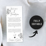 Editable Wedding Thank You Card, Welcome Table Note (Digital Download)