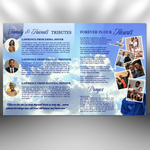 Blue Funeral Program Template: 8-Page Memorial, Celebration of Life (Canva, PDF Download)