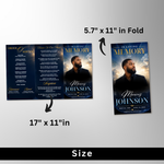 Blue & Gold Roses Funeral Program Template: Trifold Memorial (Canva Template)