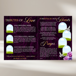 Purple Roses Funeral Program Template: 8-Page Memorial (Canva PDF)