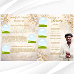 White Roses Funeral Program Template, Memorial Obituary (Canva Template)