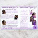 Purple Roses Funeral Program Template: 8-Page Memorial, Celebration of Life (Canva, Digital Download)