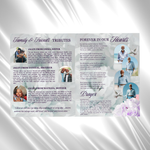 Purple & White Roses Funeral Program Template: 8-Page Memorial (Canva PDF)