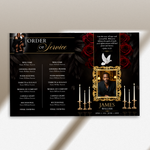 red & Gold Funeral Program Canva Template |8 Page Memorial Booklet