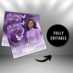 Purple Funeral Announcement Flyer: Editable Canva Template (Digital Download)