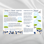 Blue Rose Funeral Program Template, 8-Page Memorial (Canva, PDF)
