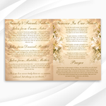 Cream & Beige Floral Funeral Program Template, 8-Page Memorial (Canva, PDF)