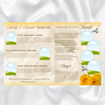 Yellow & Gold Roses Funeral Program Template, Memorial Obituary (Canva Template)