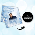Blue Roses Funeral Announcement Flyer: Obituary, Celebration of Life (Canva Template PDF)