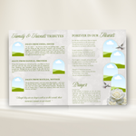Green & White Roses Funeral Program Template: 8-Page Memorial (Canva PDF)