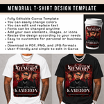 Memorial T-Shirt Canva Template, Red Heavenly In Loving Memory, Celebration of Life Design