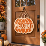 Halloween Round Door Sign SVG, Welcome Sign Laser Cut File, Fall Porch Decor