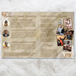 Roses Funeral Program Template: Brown & White Obituary, Celebration of Life (Canva Template, PDF Download)