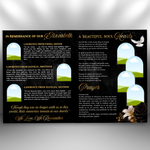 Black & Gold Roses Funeral Program Template: 8-Page Memorial (Canva PDF)