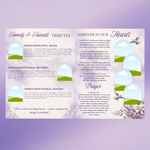 White & Purple Roses Funeral Program Template, Memorial Obituary (Canva Template)