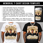 Memorial T-Shirt Canva Template, White Gold Heavenly In Loving Memory, Celebration of Life Design