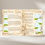 Cream & Beige Floral Funeral Program Template, 8-Page Memorial (Canva, PDF)