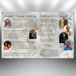 White Roses Funeral Program Template: 8-Page Memorial, Celebration of Life (Canva, PDF Download)