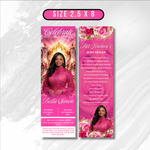 Pink Roses Memorial Bookmark Template: Funeral Keepsake (Canva PDF)