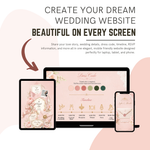 Pink Floral Wedding Website Template with RSVP: Editable Canva Design (Digital Download)