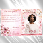 White & Pink Roses Funeral Program Template: 8-Page Celebration of Life (Canva, PDF Download)