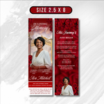 Red Roses Memorial Bookmark Template: Funeral Keepsake (Canva PDF)