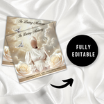 White Rose Funeral Announcement Flyer: Celebration of Life Canva Template (Digital Download)