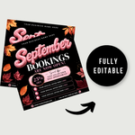 September Booking Flyer, Fall Booking Flyer, September Books Open Flyer, Hair Nails Wig Install Flyer, Salon Flyer, Editable Canva Template