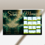 Green & Gold Roses Funeral Program Template: 8-Page Memorial (Canva PDF)