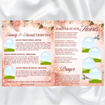 Soft Pink Rose Floral Funeral Program Template, 8-Page Memorial (Canva, PDF)