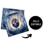 Blue & White Funeral Announcement Flyer: Obituary, Celebration of Life (Canva Template PDF)