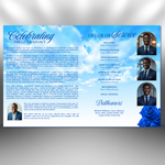Blue Funeral Program Template: 8-Page Memorial, Celebration of Life (Canva, PDF Download)