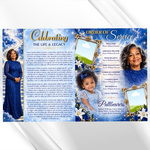 Blue and Gold Funeral Program Template: 8-Page Memorial (Canva PDF)