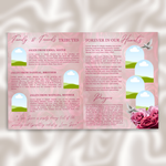 Pink Roses Funeral Program Template: 8-Page Memorial, Celebration of Life (Canva Template, PDF Download)