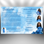 Blue Roses Funeral Program Template: 8-Page Memorial (Canva, PDF Download)