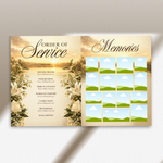 Flower Funeral Program Canva Template | 8 Page Memorial Booklet