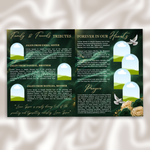 Green & Gold Roses Funeral Program Template: 8-Page Memorial (Canva PDF)