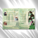 Light Green Clouds Funeral Program Template: 8-Page Memorial (Canva Editable, Digital Download 17x11