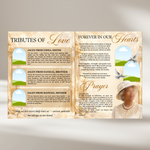 White Gold Funeral Program Template: 8-Page Memorial Program