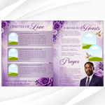 Purple Floral Funeral Program Template, 8-Page Memorial (Canva, PDF)