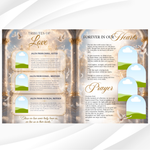 Blue & Gold Floral Funeral Program Template, 8-Page Memorial (Canva, PDF)